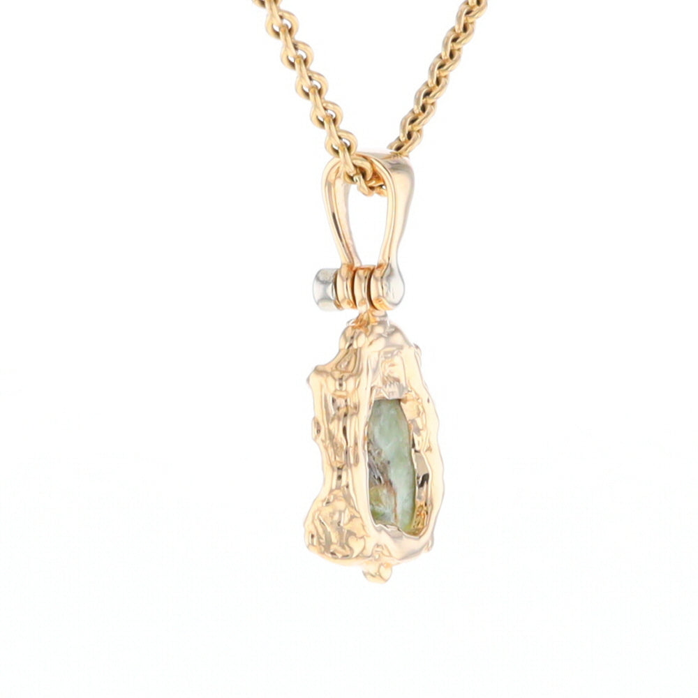 Serpentine & Gold Quartz Freeform Pendant