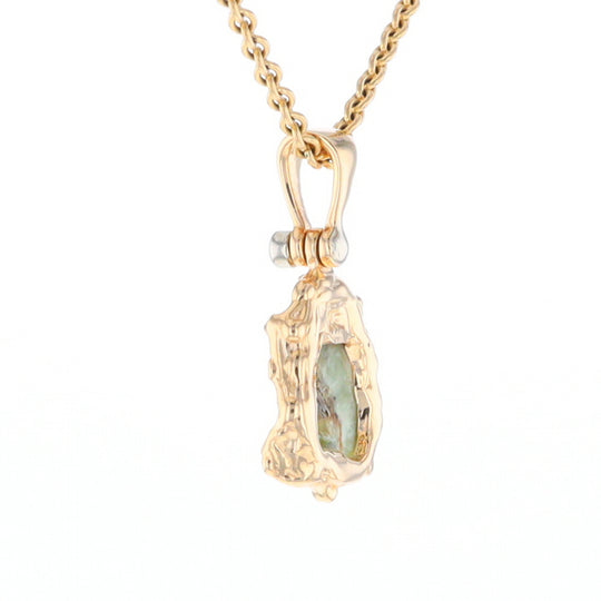 Serpentine & Gold Quartz Freeform Pendant