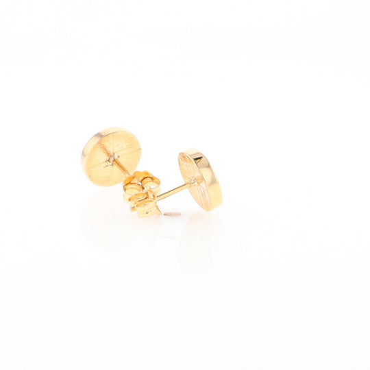 Gold Quartz Earrings 9mm Round Inlaid Studs - G2