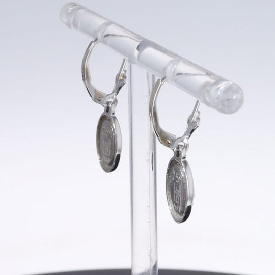 Opal Earrings Oval Inlaid Design Lever Backs