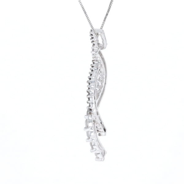 Ribbon Necklace With Black and White Diamonds