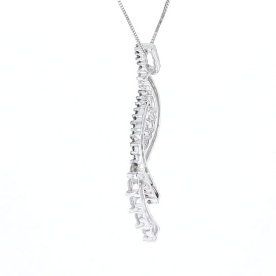 Ribbon Necklace With Black and White Diamonds