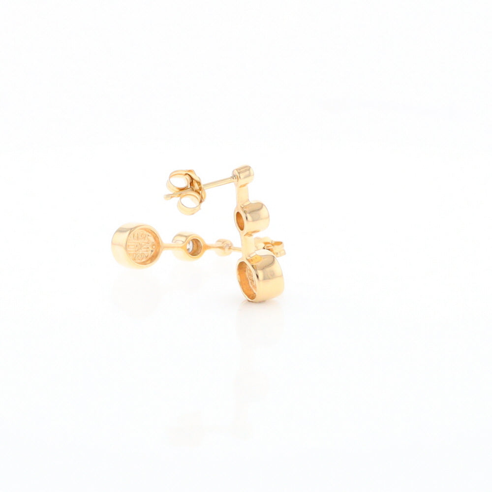 Gold Quartz Round Inlay with Diamond Accents Stud Earrings G2