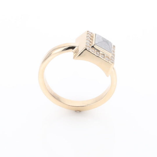 Meteorite Ring Square Inlaid Halo .14ctw Diamonds Design