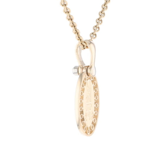 Gold Quartz Pendant Oval Inlaid with .22ctw Round Diamonds Halo (G1)