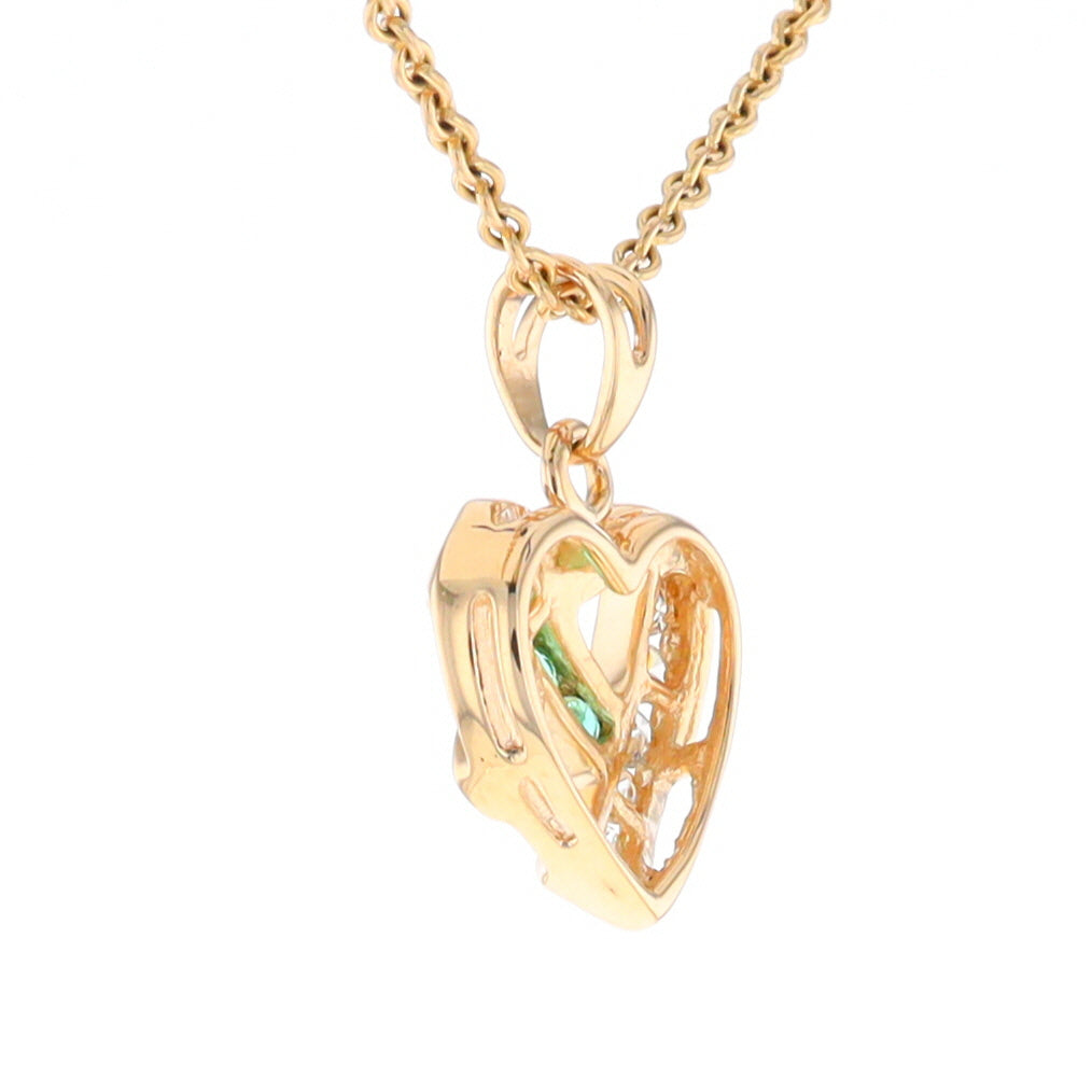 Open Criss-Cross Heart Emerald and Diamond Pendant