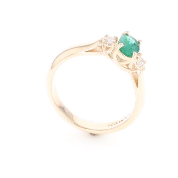 Emerald Three-Stone Trellis Ring