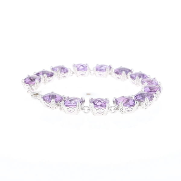 Amethyst Bracelet With Silver Filigree