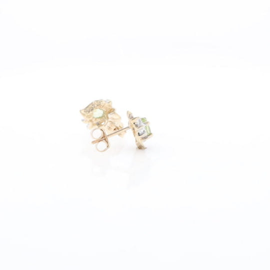 Bypass Peridot and Diamond Stud Earrings