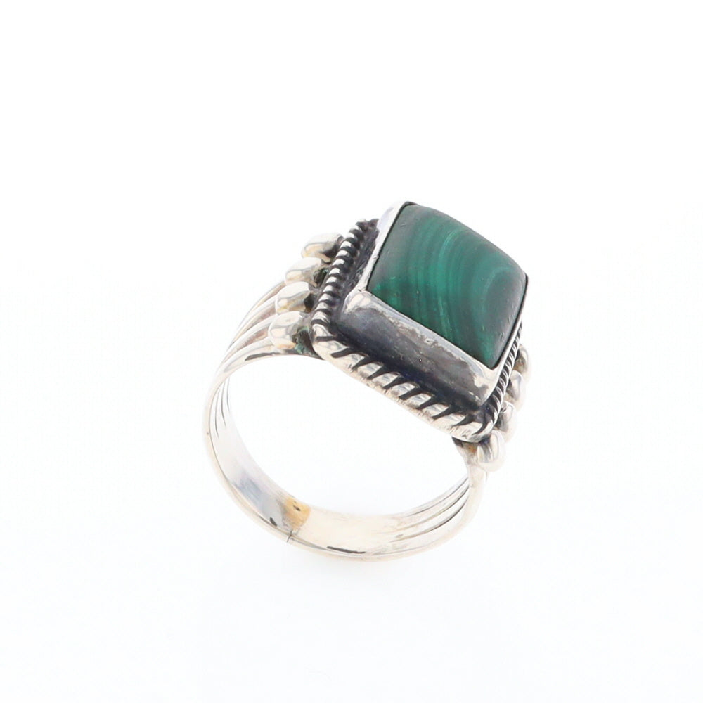 Native Rectangle Malachite Ring