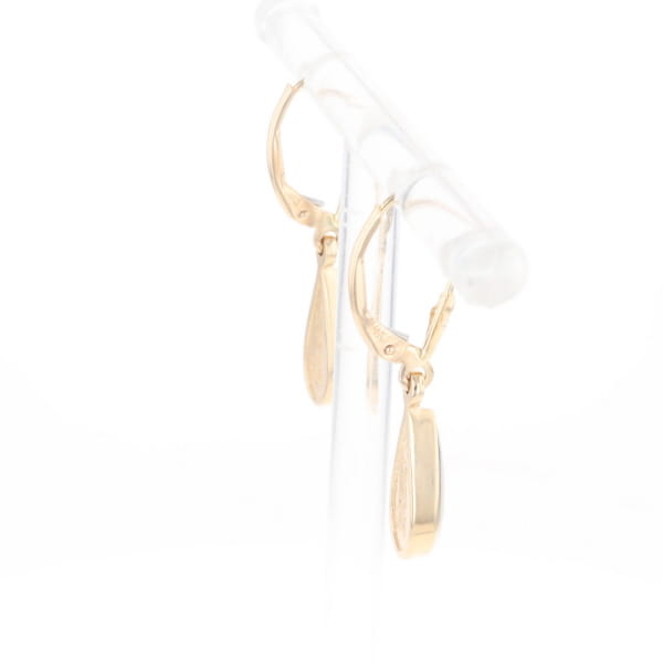 Gold Quartz Earrings Tear Drop Inlaid Lever Backs - G2