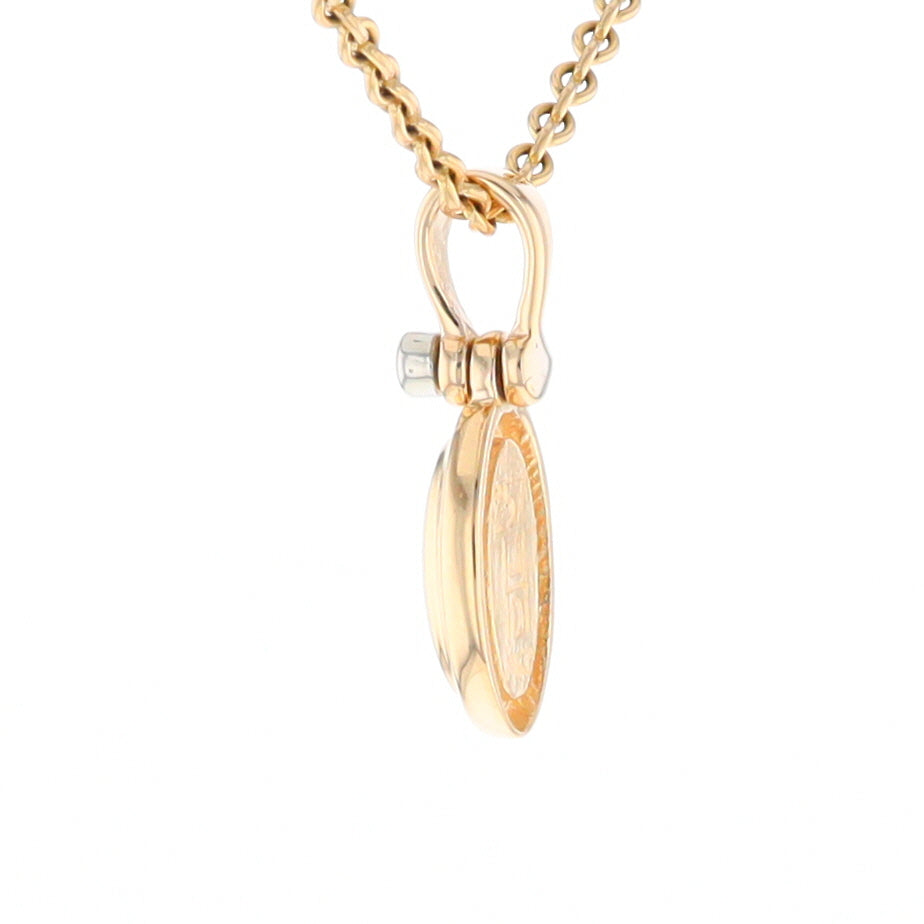 Gold Quartz Oval Inlaid Pendant with .02ct Diamond