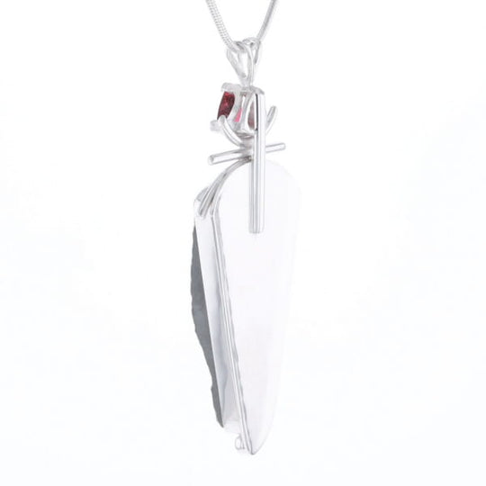 Druzy Quartz & Pink Trillion Tourmaline Necklace