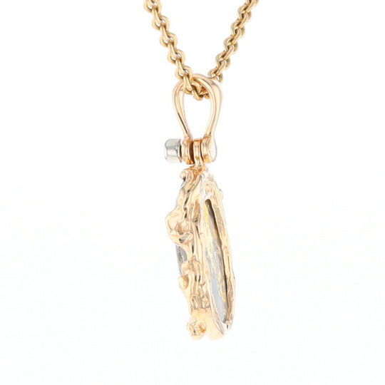 Serpentine & Gold Quartz Freeform Pendant