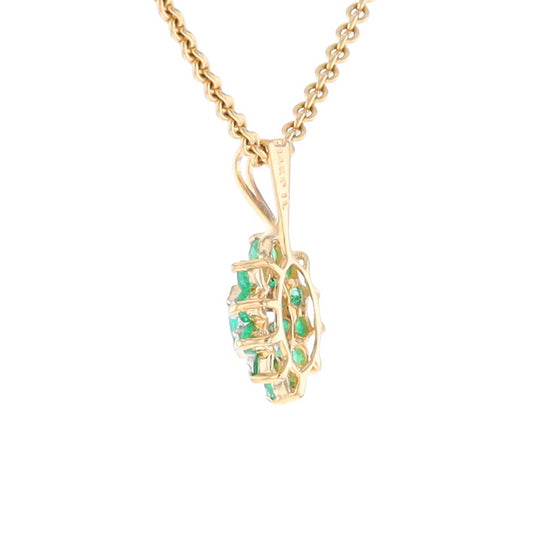 Marquise Shaped Emerald and Diamond Pendant