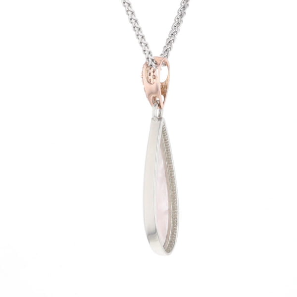 Rose Quartz Teardrop Inlaid Pendant with .11ctw diamonds