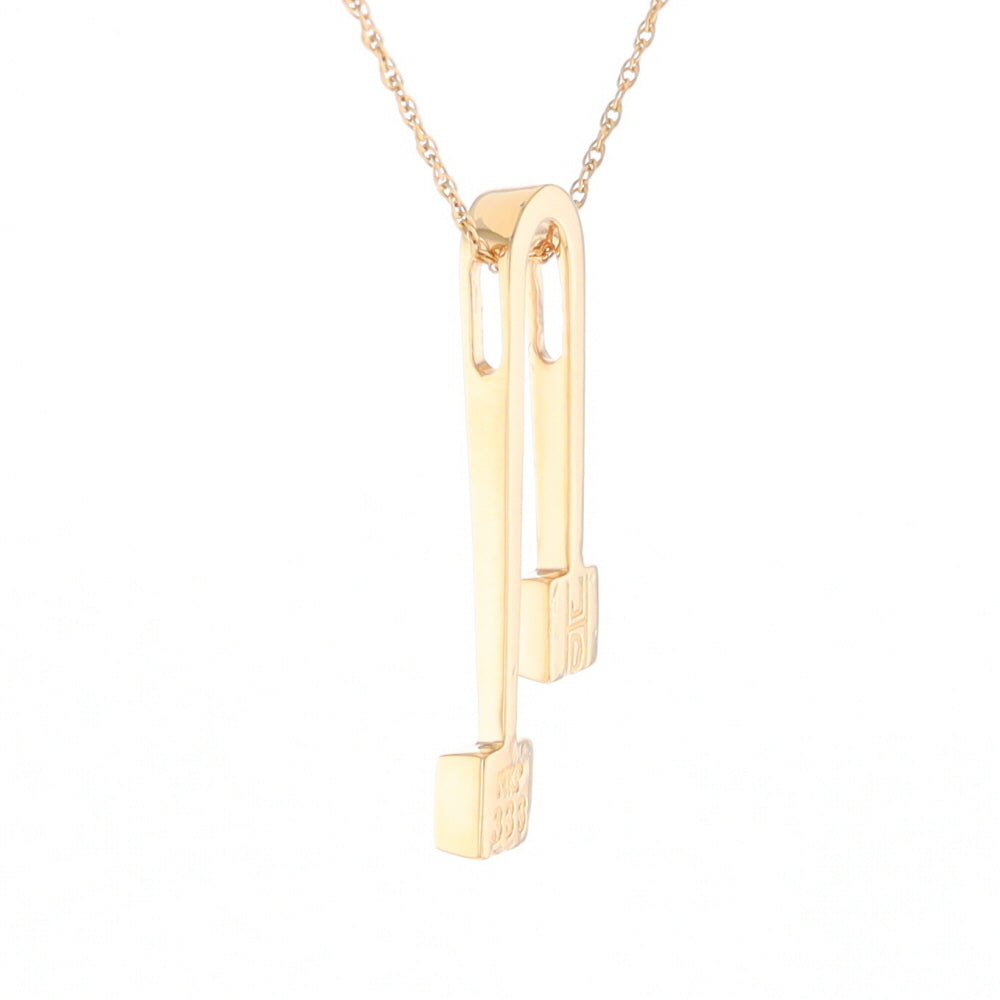 Gold Quartz 2 Square Curved Bar Pendant