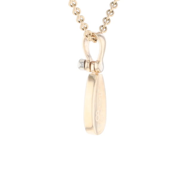 Gold Quartz Necklace Pear Shape Inlaid Pendant with .02ct Diamond