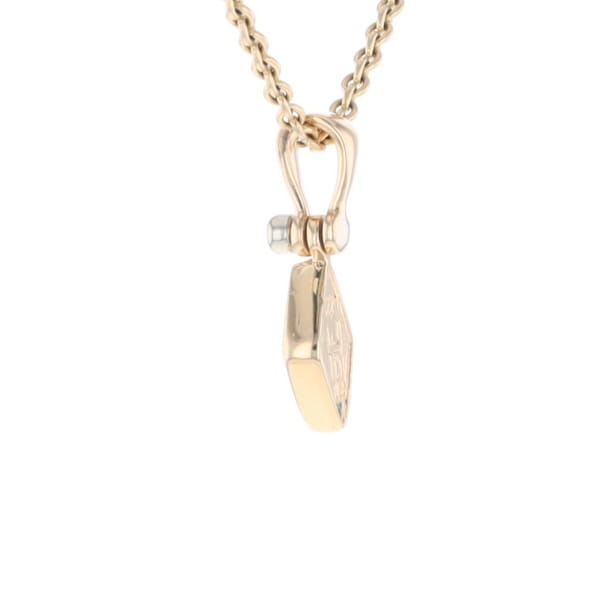 Gold Quartz Necklace Diamond Shape Inlaid Pendant with .02ct Diamond