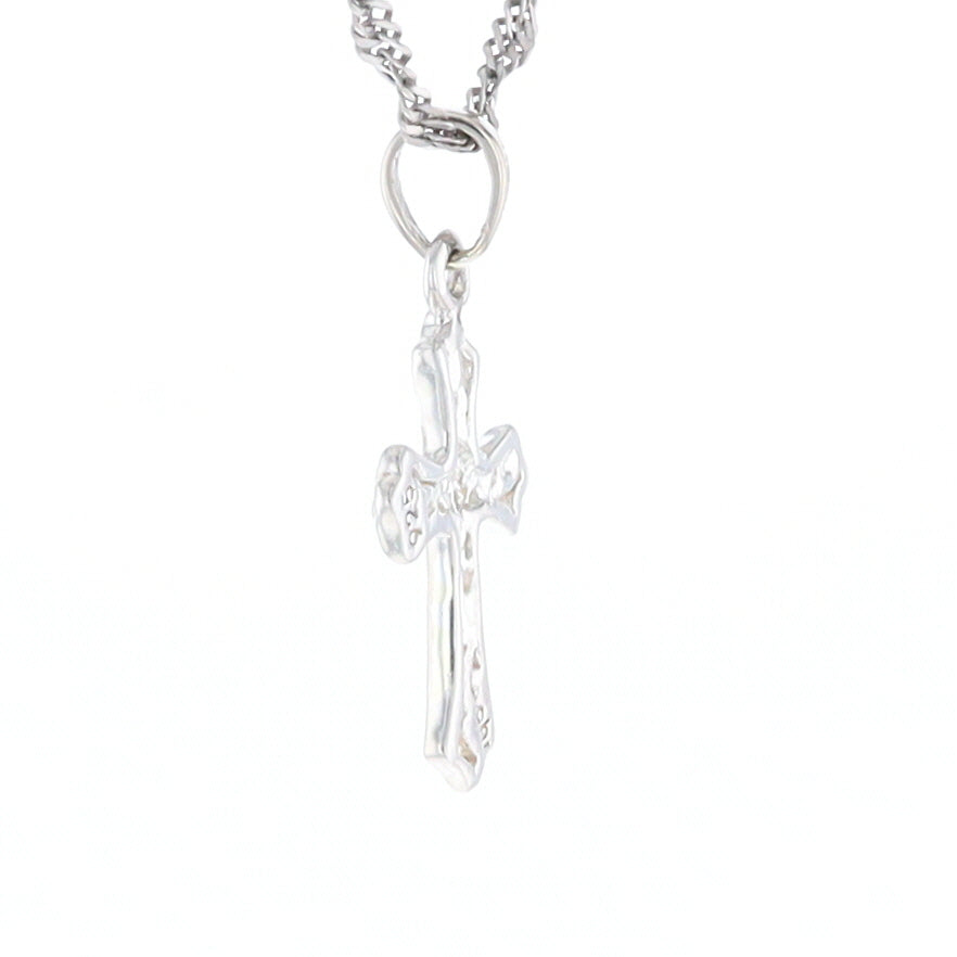 Sterling Silver Flower Cross Pendant