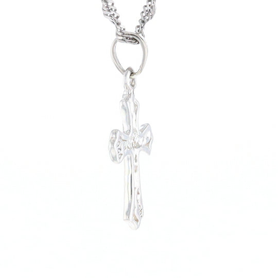 Sterling Silver Flower Cross Pendant