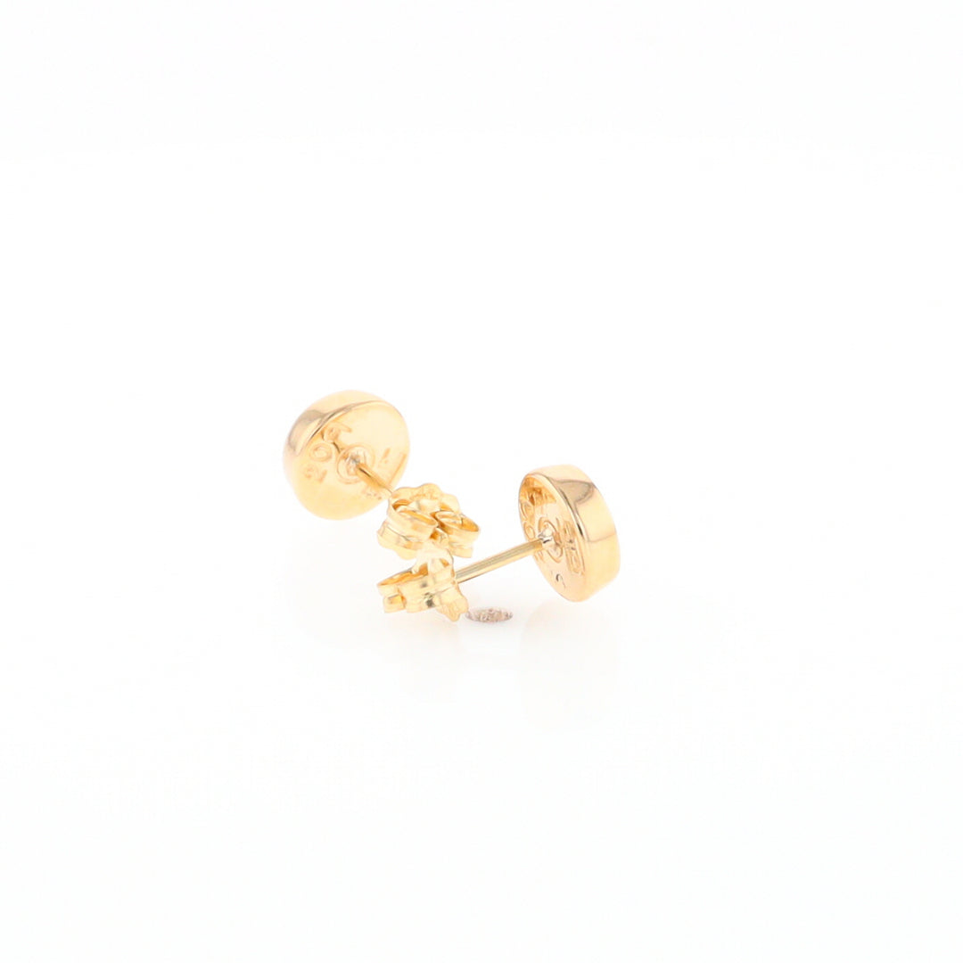 Gold Quartz Earrings Round Inlaid Studs