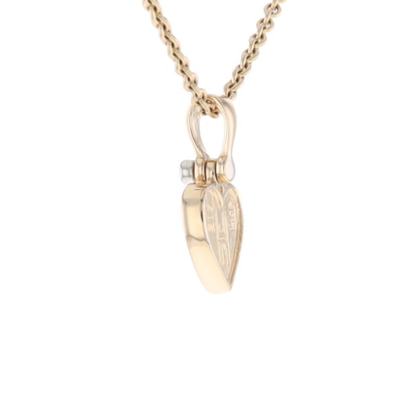 Gold Quartz Necklace Heart Inlaid Design Pendant with .02ct Diamond