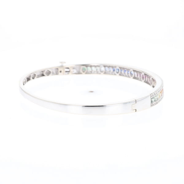 Multi-color Sapphire Cuff Bracelet with Diamond Accents