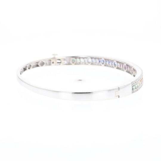 Multi-color Sapphire Cuff Bracelet with Diamond Accents