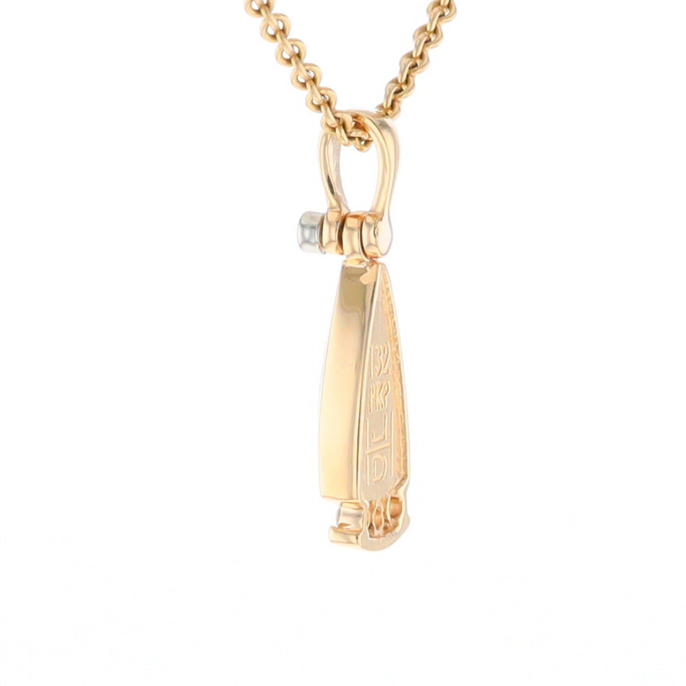 Gold Quartz Triangle Inlaid Pendant with 0.08ctw Diamonds - G2