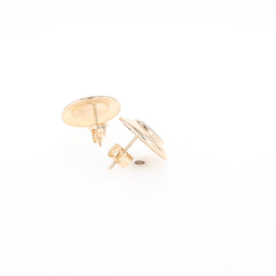 Superior Quality Gold Quartz Inlaid Circle Stud Earrings