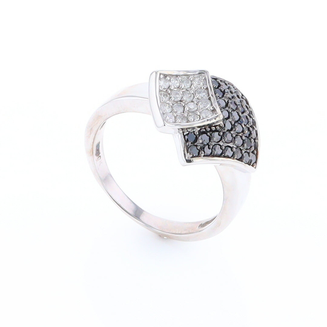 Double Pavé Black and White Diamond Ring