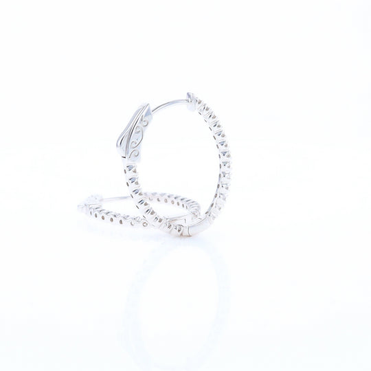 Oval Diamond Hoops Earrings