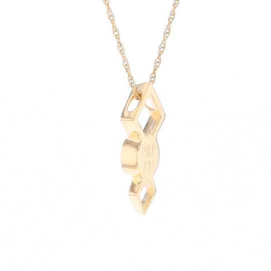 Gold Quartz Round Inlay Double Diamond Design Pendant