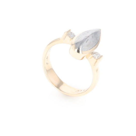 Meteorite Pear Shape Inlay Ring