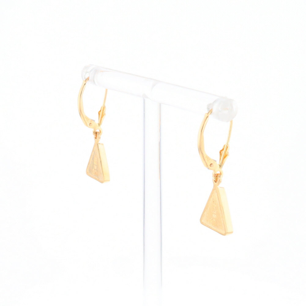 Gold Quartz Triangle Inlaid Earrings - G2