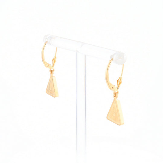 Gold Quartz Triangle Inlaid Earrings - G2