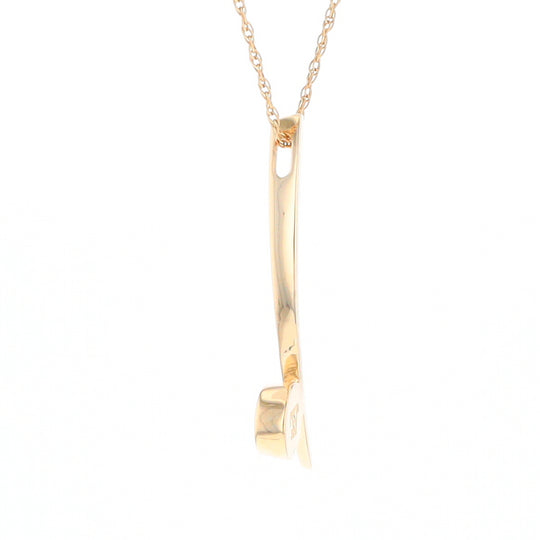 Gold Quartz Necklace Round Inlay Curved Bar Design Pendant