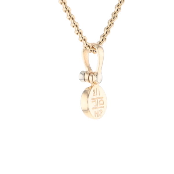 Gold Quartz Necklace Round Inlaid Pendant with .02ct Round Diamond