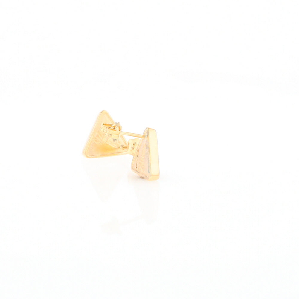 Gold Quartz Earrings Triangle Inlaid Studs - G2