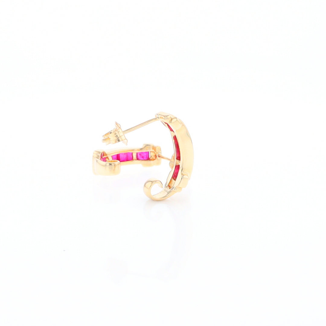 Channel Ruby Semi-Hoop Earrings