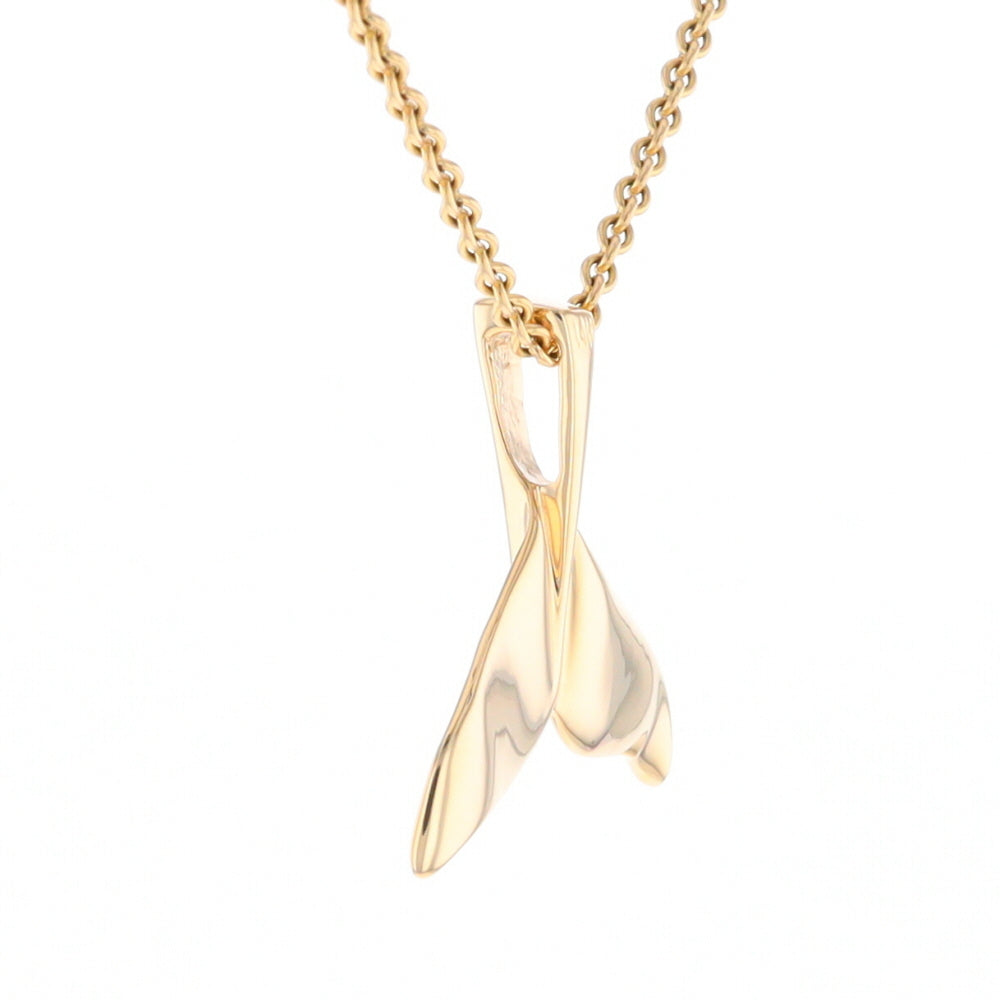 Whale Tail Necklaces Single Sided Gold Quartz Inlaid Sea life Pendant