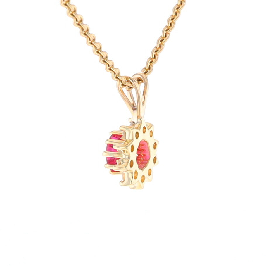 Ruby Pendant with Diamond Halo