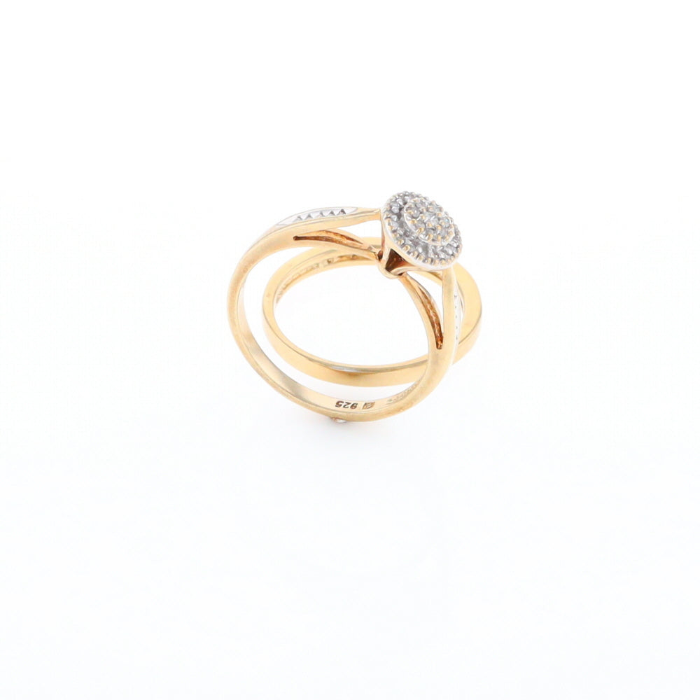 Gold Plated Silver Diamond Engagement Ring Set