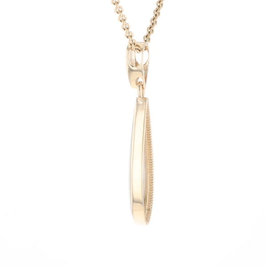 Gold Quartz Pendant Tear Drop Inlaid Design G1