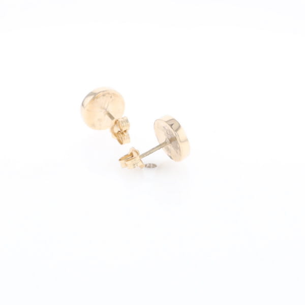Gold Quartz Earrings 9mm Round Inlaid Studs - G2