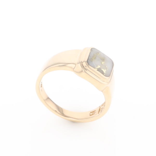 Gold Quartz Ring Square Inlaid Design