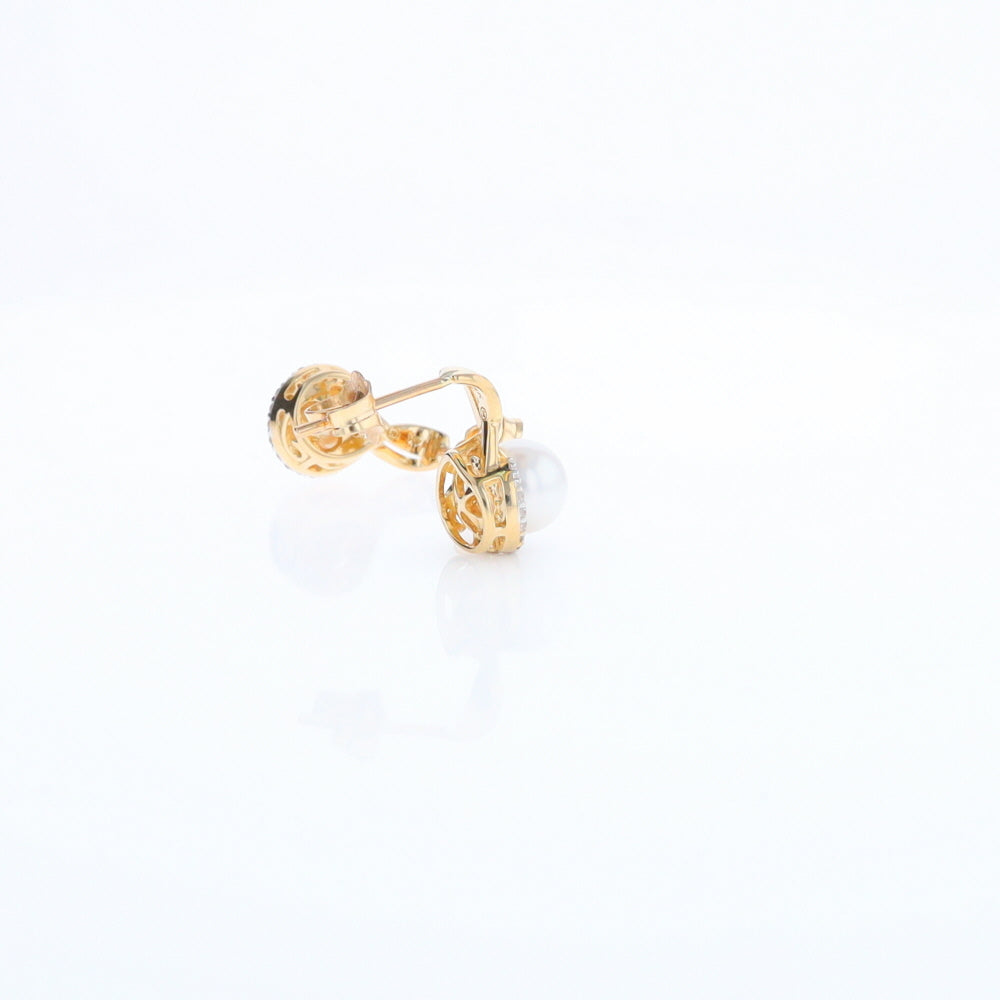 Pearl Drop Earrings with Diamond Halos