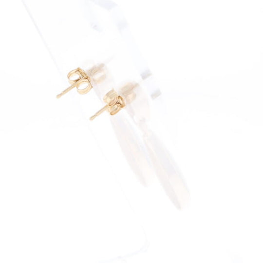 Gold Quartz Earrings Tear Drop Inlaid Design