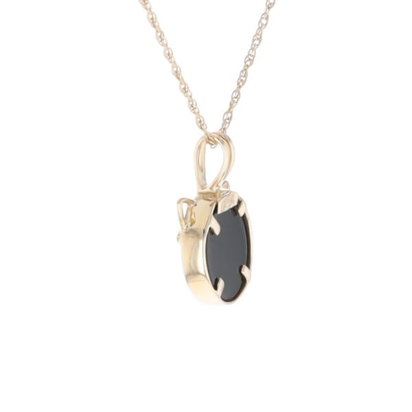 Onyx Cat Pendant with Diamond Eyes